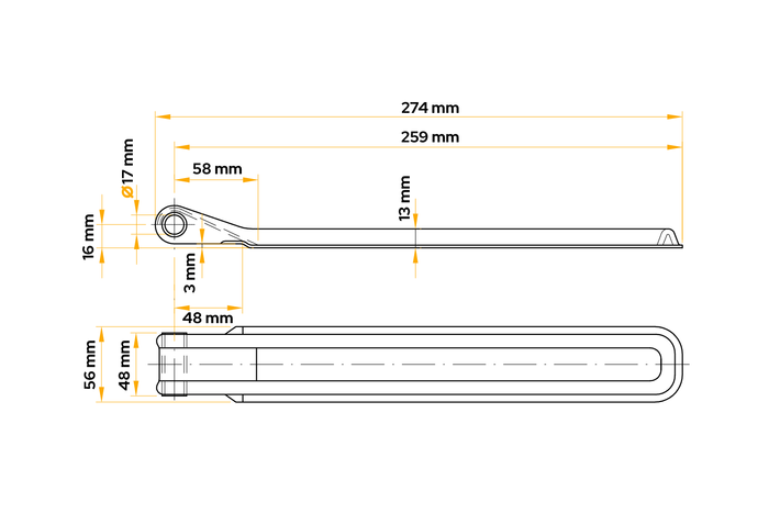 Side hinge with holder UNITRAILER BSCH 10-270+BSCHG 10-A complete trailer side mounting