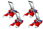 Set of four UNITRAILER 8m/50mm/5t red transport belts with tensioner