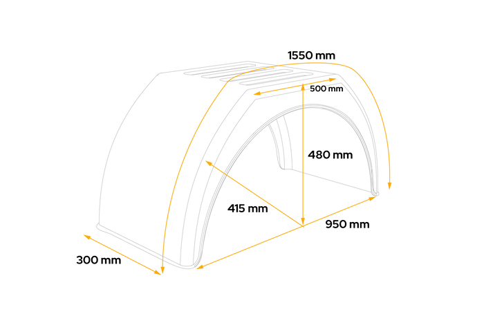 Trailer fender 15-17.5" DOMAR DK3114 flat wheel arch 950/300mm with white trim