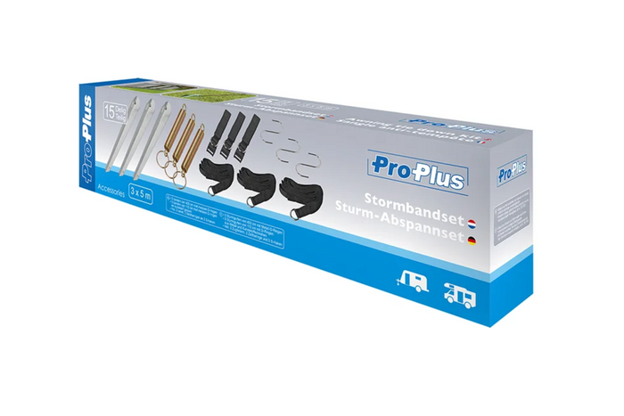 Set of three ProPlus 361724 storm straps for 3x5m awnings and camping awnings