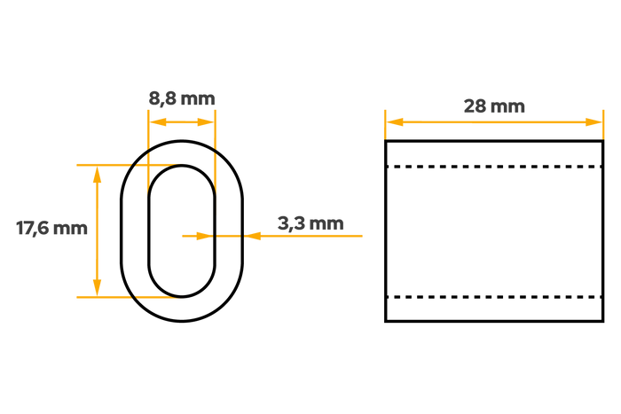 Aluminum connector for DROMET ZLA.8 ropes, sleeve for 8mm ropes